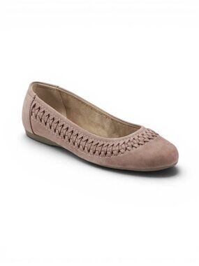 Earth Shoes Jett Woven Round Toe Slip-on Nubuck Flats Light Pink - Size 10W